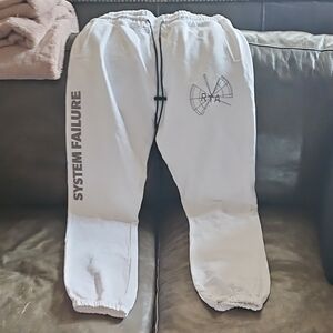 RtA System Failure White 100% Cotton Joggers with Black Label Large